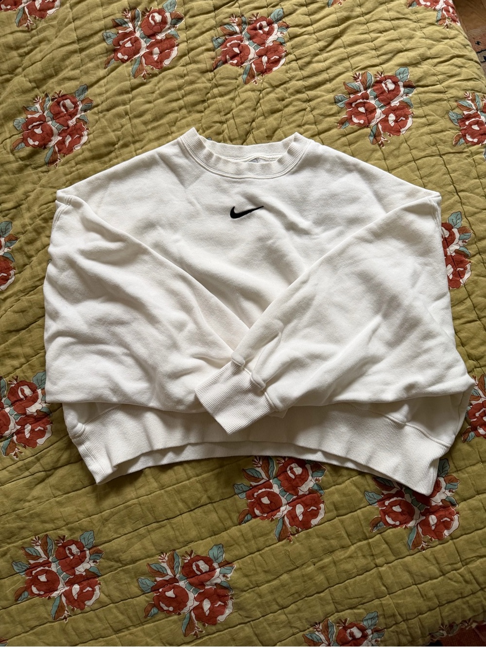 Nike White Cropped Phoenix Fleece Crewneck Sweatshirt